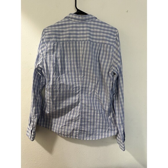 Frank & Eileen Barry Classic Blue   Shirt Blue/White Plaid Size L 40” Chest - Picture 3 of 5
